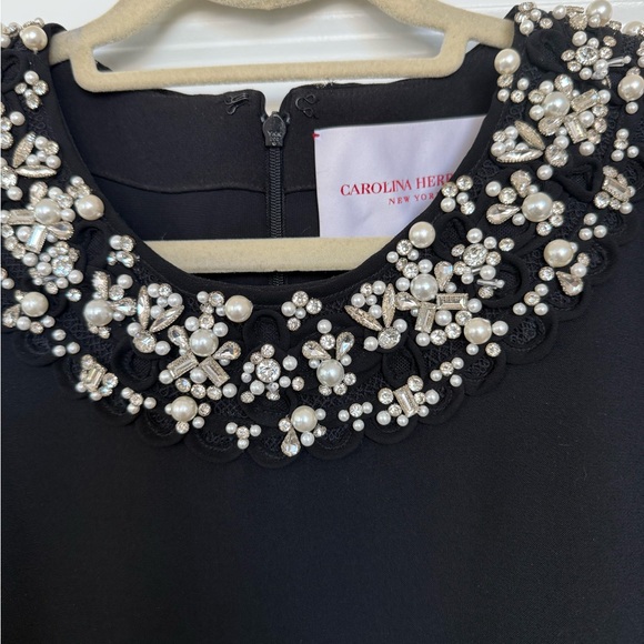 Carolina Herrera Embellished neckline shift mini dress - Picture 2 of 3